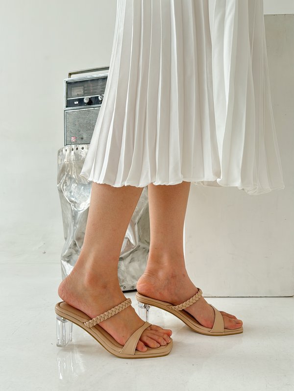 KEERA BRAIDS GLASS HEELS (NUDE)