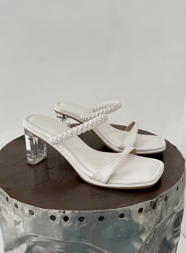 KEERA BRAIDS GLASS HEELS (WHITE) 