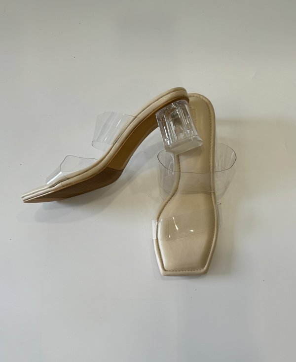 [IMPROVED] CALLA TRANSPARENT STRAP HEELS (CREAM)