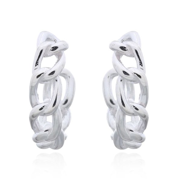 Cable Link Hoop Stud Earrings-90841S
