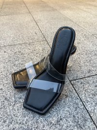 POOPASELLS EXCLUSIVE: BELLE TRANSPARENT HEELS (7CM)- BLACK
