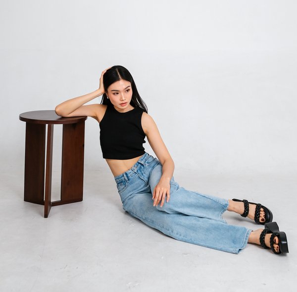 PAMELA BRAIDS PLATFORM SANDALS (BLACK)