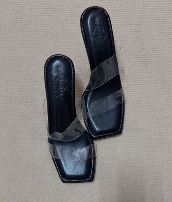 BELLE TRANSPARENT HEELS (7CM)- BLACK