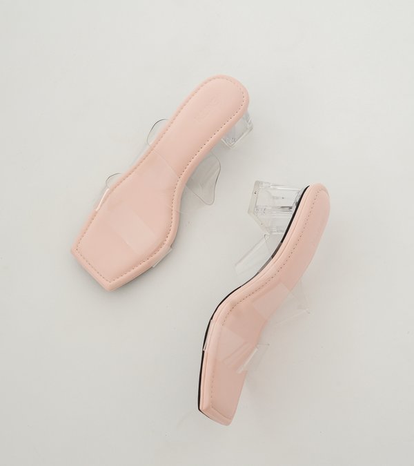 CALLA TRANSPARENT STRAP HEELS (PINK)