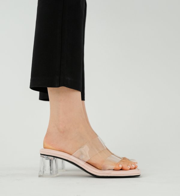 CALLA TRANSPARENT STRAP HEELS (PINK)