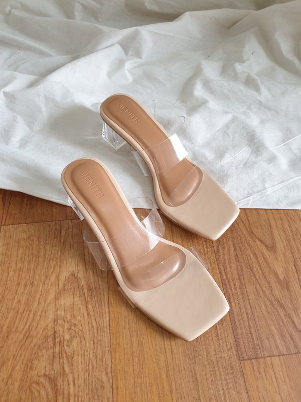 CALLA TRANSPARENT HEELS (BEIGE)