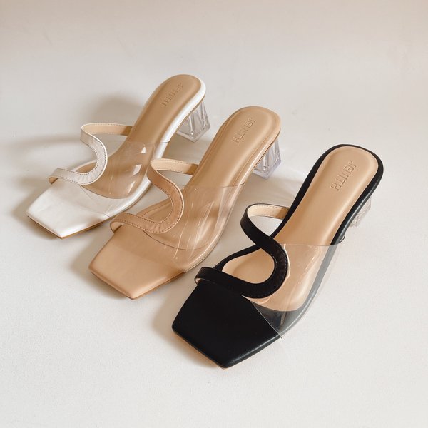 ELLE TRANSPARENT SIDE HEELS (NUDE)